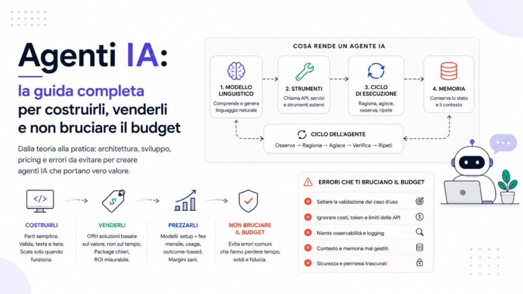Agenti IA: la guida completa per costruirli, venderli e non bruciare il budget