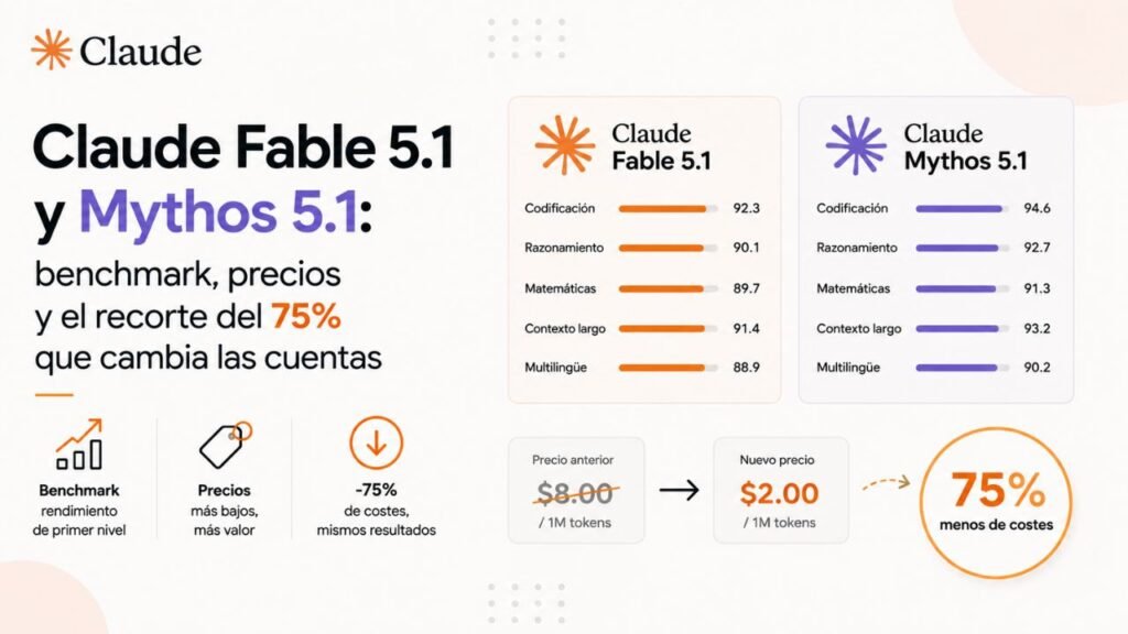 Claude Fable 5.1 y Mythos 5.1: benchmarks, precios y el recorte del 75% que cambia las cuentas