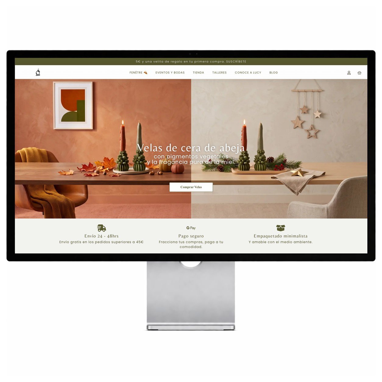 Diseño web para una tienda online de velas artesanales realizado por DF Studio Design