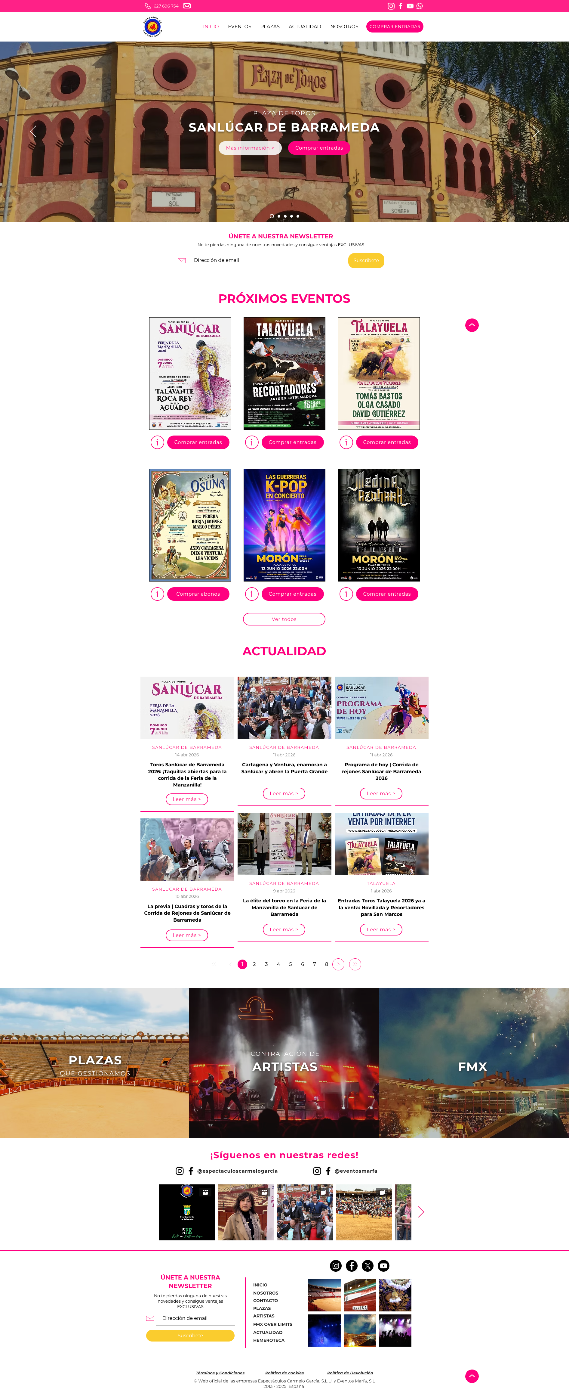 Diseño web completo de Espectáculos Carmelo García por DF Studio Design