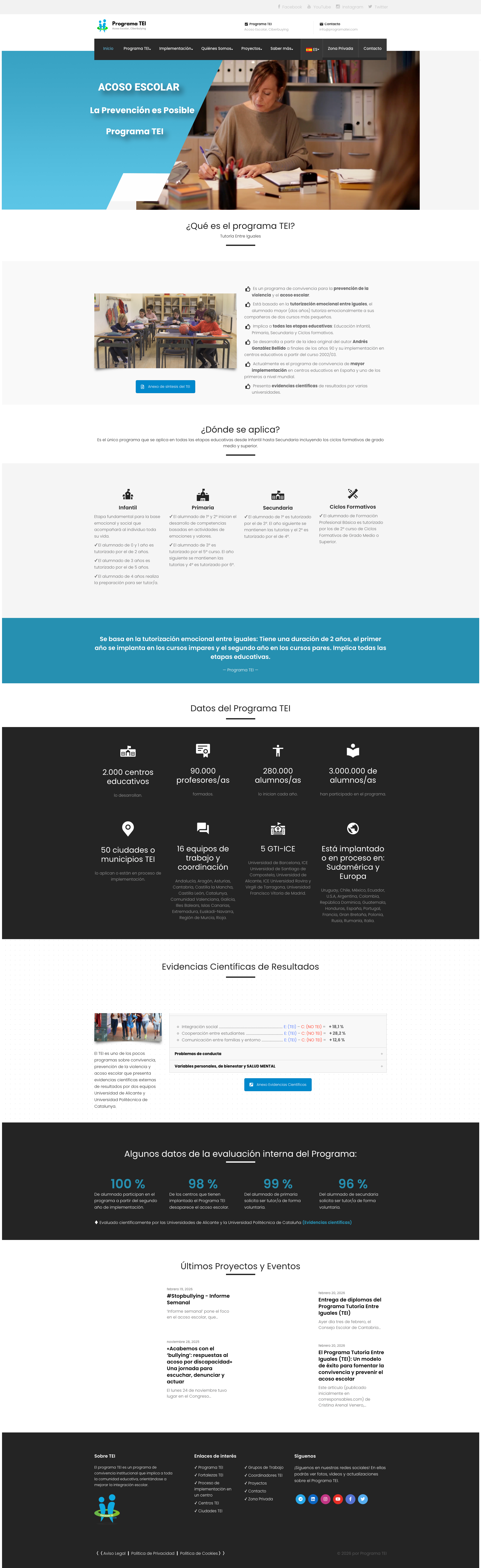 Diseño web completo de Programa TEI por DF Studio Design