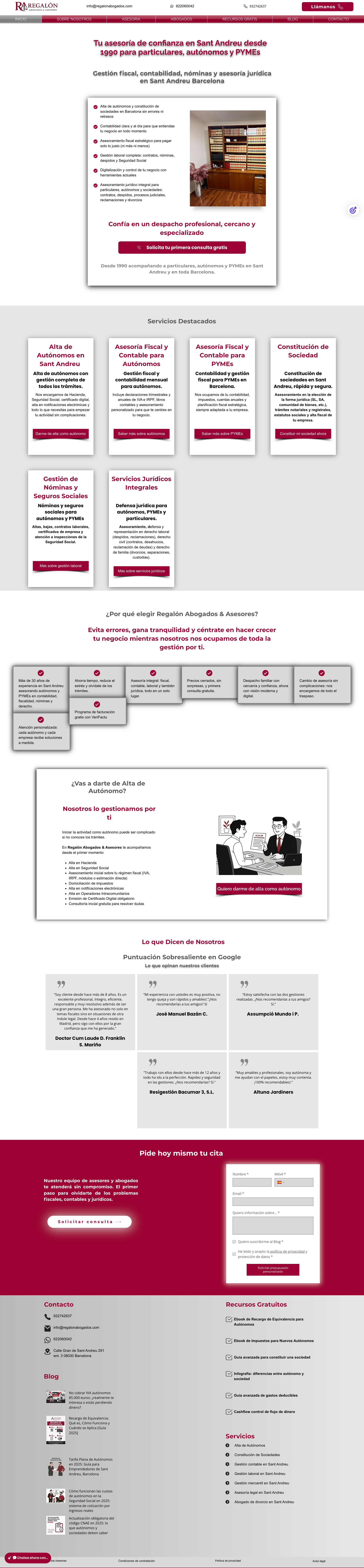 Diseño web completo de Regalón Abogados por DF Studio Design