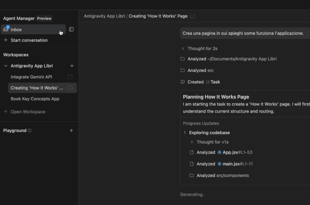 Multitasking con Google Antigravity