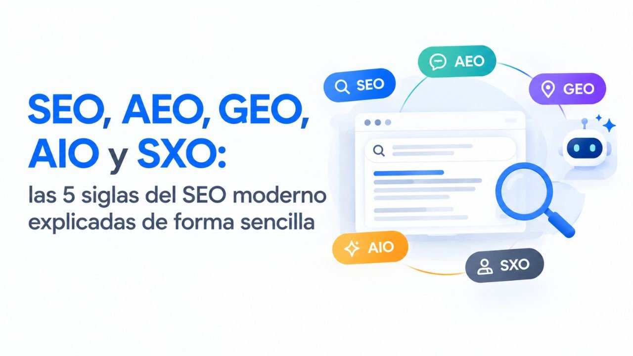SEO, AEO, GEO, AIO y SXO: las 5 siglas del SEO moderno explicadas de forma sencilla