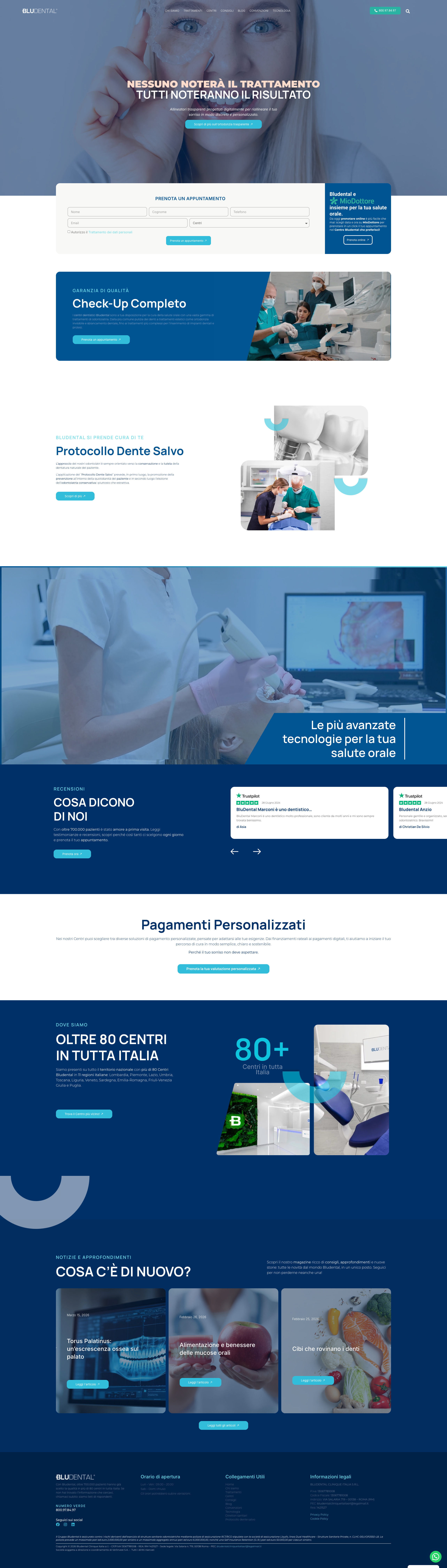 Sviluppo web completo di Bludental realizzato da DF Studio Design