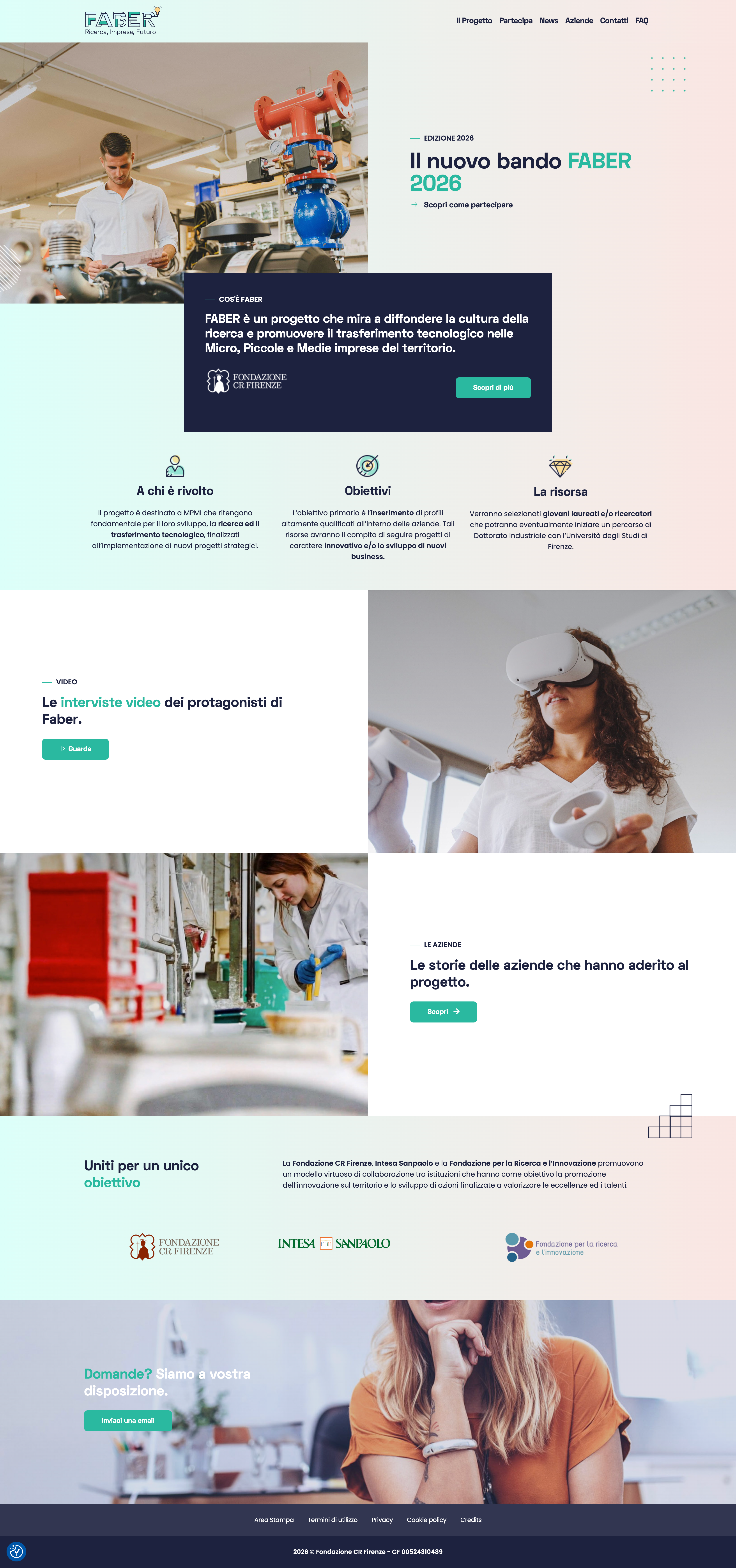 Sviluppo web completo di Progetto Faber realizzato da DF Studio Design