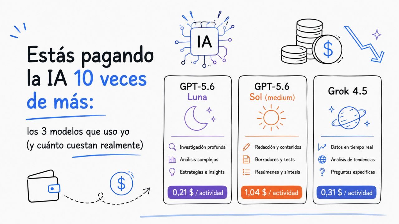 Estás pagando la IA 10 veces de más: los 3 modelos que uso yo (y lo que cuestan de verdad)