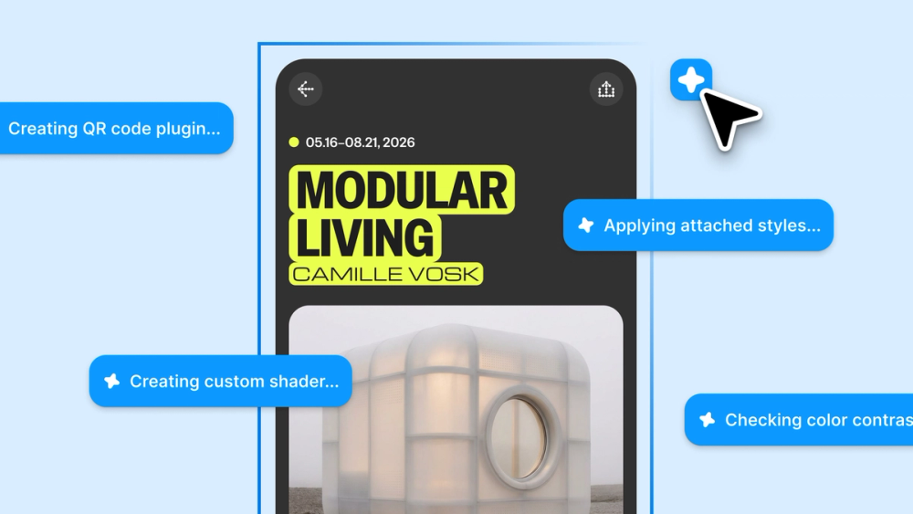 Figma agent mentre esegue piu attivita: crea plugin, applica stili, genera shader