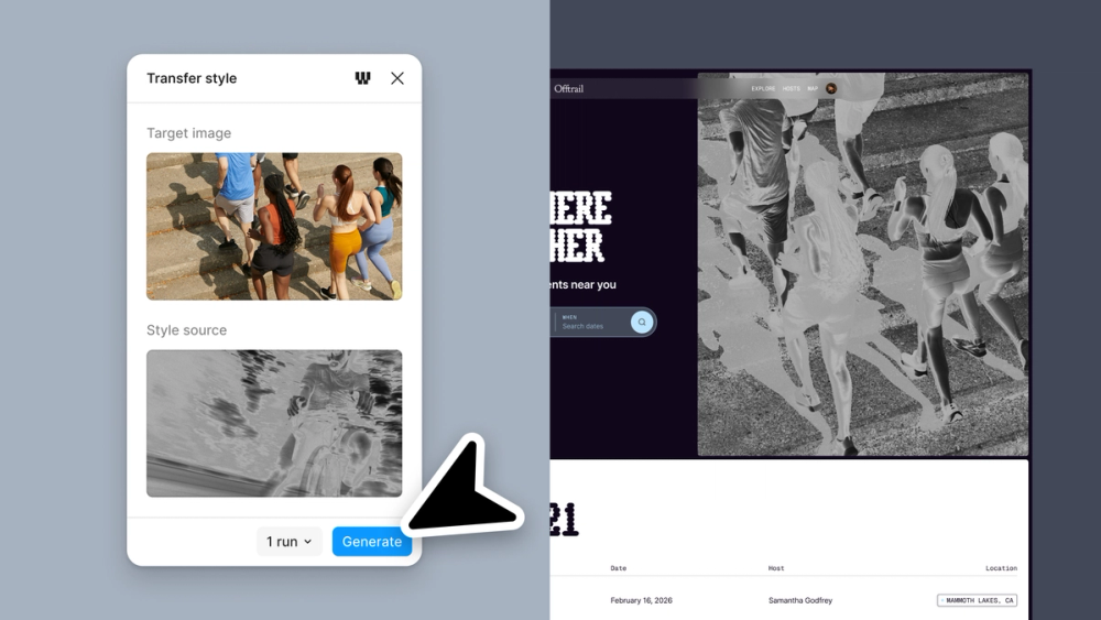 Figma Weave: lo strumento Transfer style applica uno stile a un'altra immagine
