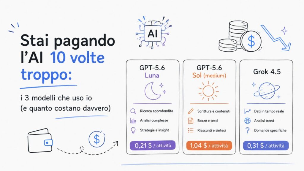 Stai pagando l'AI 10 volte troppo: i 3 modelli che uso io (e quanto costano davvero)