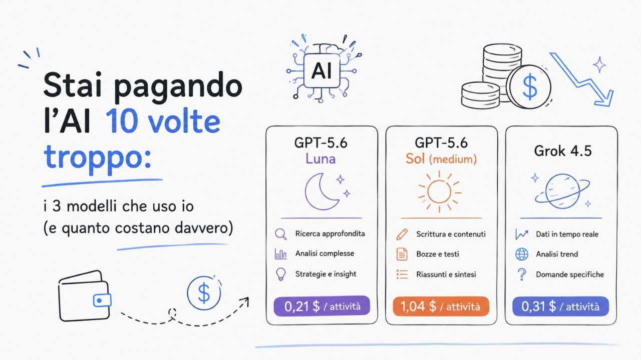 Stai pagando l'AI 10 volte troppo: i 3 modelli che uso io (e quanto costano davvero)